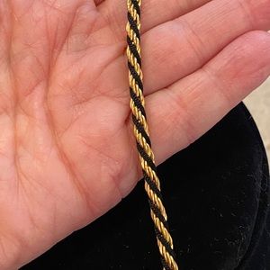 Vintage Trifari black and gold rope necklace